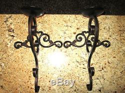 Metal Wall Candle Sconces, Heavy Iron Hacienda Tuscan Medieval Home Decor, NEW