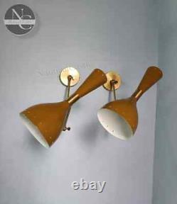 Metal Wall Sconce Mid Century 1950's Italian Light Brass Beautiful Stilnovo Lamp