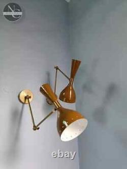 Metal Wall Sconce Mid Century 1950's Italian Light Brass Beautiful Stilnovo Lamp