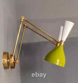 Mid Century 1950's Brass Wall Adjustable Sconce Lamp Pair Italian Stilnovo Light