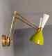 Mid Century 1950's Brass Wall Adjustable Sconce Lamp Pair Italian Stilnovo Light