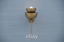 Mid Century 2 Light Double Wall Sconce Adjustable Antiue Patina Brass Wall Lamp