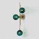 Mid-Century Modern Decorative Globe Wall Sconce Green Glass Wall Light in Gold