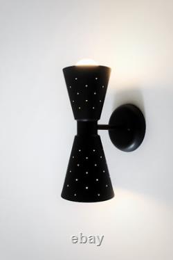 Mid Century Modern Hourglass Wall Light DOUBLE CONE SCONCE Black Finish