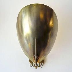Mid-Century Modern Italian Brass Wall Sconce with Handmade Curved Disk Shades
