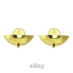 Mid Century Modern Pair of Brass Bowl Wall Sconces Vintage Lights (ANT-544)