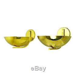 Mid Century Modern Pair of Brass Bowl Wall Sconces Vintage Lights (ANT-544)