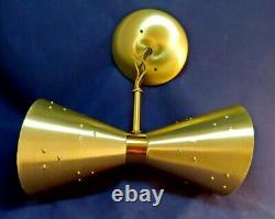 Mid Century Modern Stainless Steel Double Cone Wall Sconce / Lamp Vintage