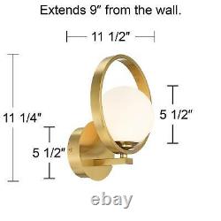 Mid Century Modern Wall Light Sconce LED Brass 11 1/4 Fixture Bedroom Bathroom
