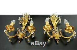 Mid Century Pair Of Wall Lamps Sconces Hollywood Regency Maison Bagues Style