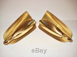 Mid Century Pair Wall Appliques Leaf-shaped Brass Wall Sconces wall lamps 50s