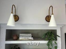 Mid Century Style Wall Mount Lamp Beside Wall Sconce, Walnut Brass Wall Sconce