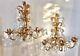 Mint Hollywood Regency Pair of Gilt and Crystal Wall Sconces