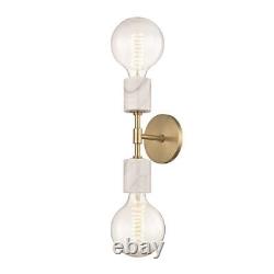 Mitzi by Hudson Valley Asime 2-Light Dimmable Aged Brass and Marble Wall Sconce