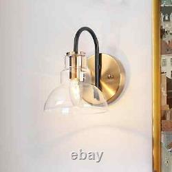 Modern 1-Light Black Gold Wall Sconces Bathroom Vanity