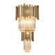 Modern 2 Tiers Gold Wall Mounted Light Clear Glass Crystal Wall Sconce Light