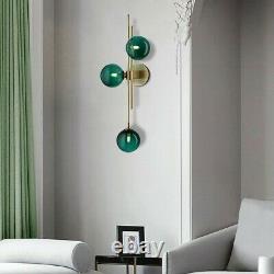Modern 3-Light Green Glass Globe Wall Sconce Indoor Decor LED Wall Light Bedroom