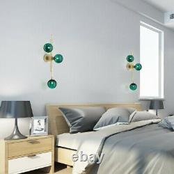 Modern 3-Light Green Glass Globe Wall Sconce Indoor Decor LED Wall Light Bedroom