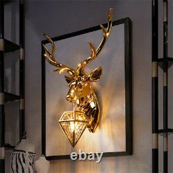 Modern Bedside Lamp TV Wall Resin Animal Deer Head Wall Sconce Magnetic Light