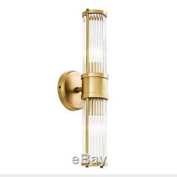 Modern Brass Glass Wall Lamp Crystal LED Wall Sconce Bedside Lighting Home Decor