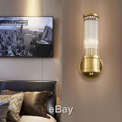 Modern Brass Glass Wall Lamp Crystal LED Wall Sconce Bedside Lighting Home Decor