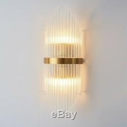 Modern Glass Rod Indoor Wall Sconces Double Light Vanity Lamp & Gold Metal 220V