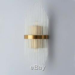 Modern Glass Rod Indoor Wall Sconces Double Light Vanity Lamp & Gold Metal 220V