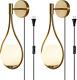 Modern Glass Wall Lamp Gold Wall Mounted Sconces, Mid-Century Bedroom Bedsides Wa