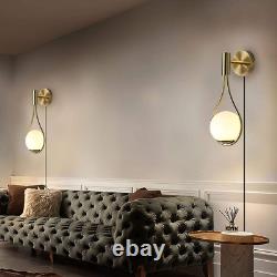 Modern Glass Wall Lamp Gold Wall Mounted Sconces, Mid-Century Bedroom Bedsides Wa