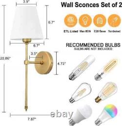 Modern Gold Wall Sconces Set of 2 Hardwired Lighting for Bedroom Living Room