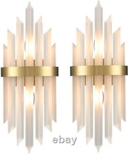 Modern Gold Wall Sconces Set of Two Crystal Wall Sconce 2-Light Wall Light