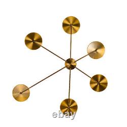 Modern Resturant LED Wall Light Metal Sputnik 6 Arms Wall Sconce Lamp Brass Gold