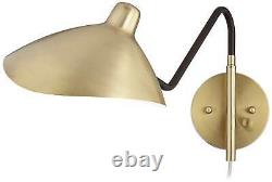 Modern Retro Swing Arm Wall Lamp Bronze Brass Plug-In Fixture Bedroom Reading