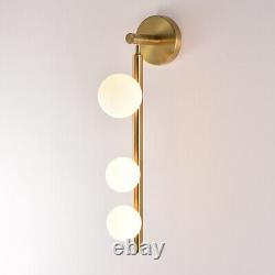 Modern Style 3-Light Wall Sconce Light Globe Glass Vertical Vanity Light Fixture