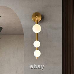 Modern Style 3-Light Wall Sconce Light Globe Glass Vertical Vanity Light Fixture