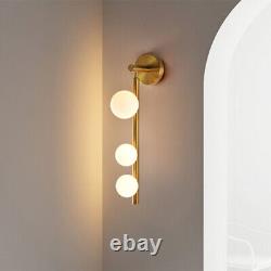 Modern Style 3-Light Wall Sconce Light Globe Glass Vertical Vanity Light Fixture