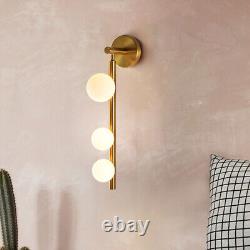 Modern Style 3-Light Wall Sconce Light Globe Glass Vertical Vanity Light Fixture