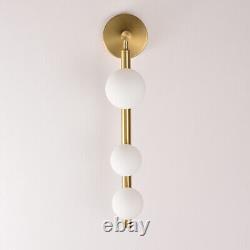 Modern Style 3-Light Wall Sconce Light Globe Glass Vertical Vanity Light Fixture