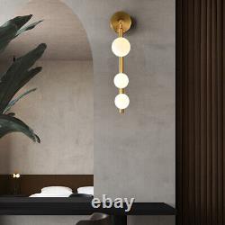 Modern Style 3-Light Wall Sconce Light Globe Glass Vertical Vanity Light Fixture