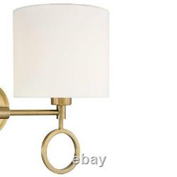 Modern Swing Arm Wall Lamp 2-Light Antique Brass Plug-In Light Fixture Bedroom