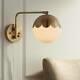 Modern Swing Arm Wall Lamp Antique Brass Plug-In Fixture Globe Glass for Bedroom