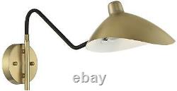 Modern Swing Arm Wall Lamp Brass Bronze Hardwire Fixture Symmetrical for Bedroom