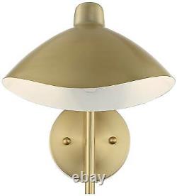 Modern Swing Arm Wall Lamp Brass Bronze Hardwire Fixture Symmetrical for Bedroom