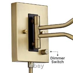 Modern Swing Arm Wall Lamp Brass Plug-In Fixture Empire Shade Bedroom Bedside