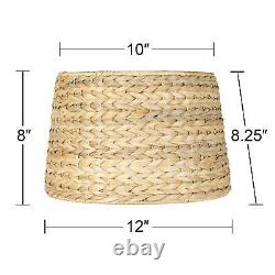 Modern Swing Arm Wall Lamp Warm Brass Plug-In Fixture Woven Seagrass for Bedroom