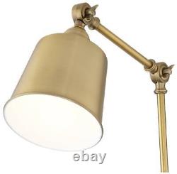 Modern Swing Arm Wall Lamps Set of 2 Antique Brass Plug-In Adjustable Reading