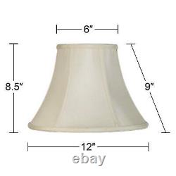 Modern Swing Arm Wall Lamps Set of 2 Brass Plug-In Fixture Creme Bell Bedroom