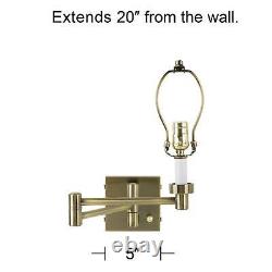 Modern Swing Arm Wall Lamps Set of 2 Brass Plug-In Fixture Creme Bell Bedroom
