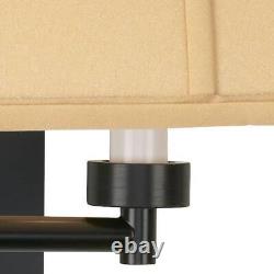 Modern Swing Arm Wall Lamps Set of 2 Espresso Plug-In Fixture Gold Tan Bedroom