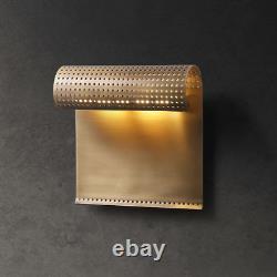 Modern Unique Brass/Gold Wall Sconce with Ambient Light, Brutalist Mid-Century